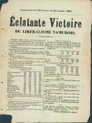 Supplément de L'Éclaireur du 31 octobre 1854 intitulé : « Éclatante Victoire du libéralisme namurois. »