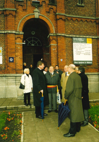 La Louvière. Houdeng-Aimeries. Visite de la reine Paola de Belgique aux ascenseurs du canal du Centre.