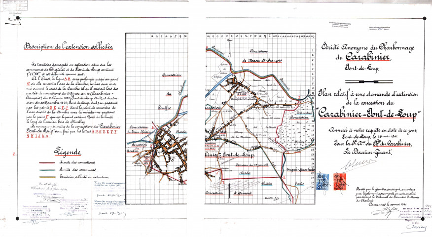 Société Anonyme du Charbonnage du Carabinier, Pont-de-Loup. Plan relatif à une demande d'extension de la concession du "Carabinier-Pont-de-Loup"...