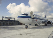 Gosselies. Aéroport de Charleroi Brussels South et Boeing 737 "Ville de Charleroi".