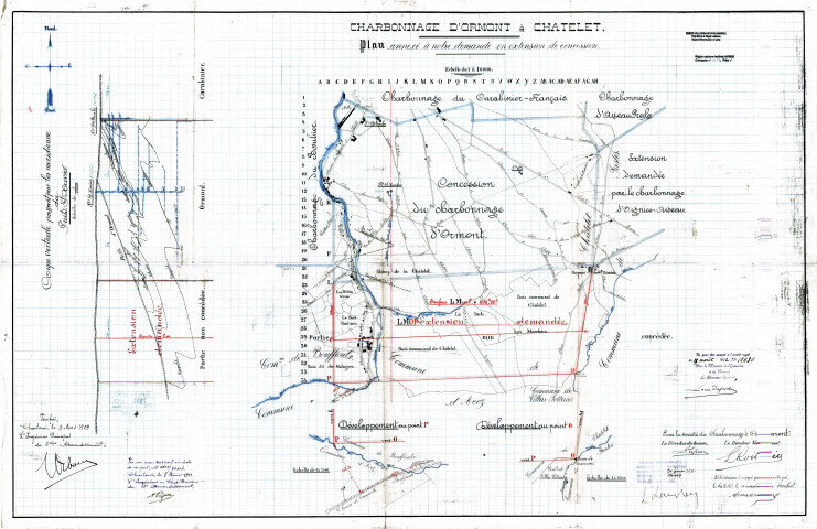 Charbonnage d'Ormont à Châtelet. Plan annexé à notre demande en extension de concession.