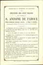 Règlement pour la dévotion des neuf mardis en l'honneur de saint Antoine de Padoue, à l'église des pères Récollets de Salzinnes.
