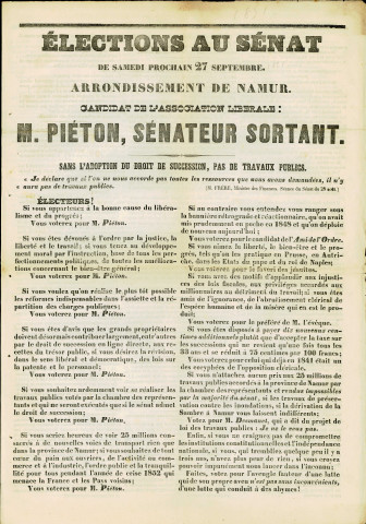 Trois tracts électoraux de François-Adrien Piéton. (un tract date 20 septembre 1851 ; les autres ne sont pas datés)