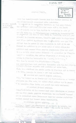 Lettre de G. Bockaltz à Robert Decoux faisant rapport de ce qu'il a trouvé comme information sur l'exploitation de la carrière dans les archives de celle-ci