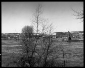 Neuville-sous-Huy. Emplacement du futur barrage-écluse et installation du chantier.