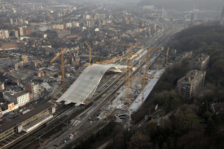 Liège. Evolution du chantier de la nouvelle gare TGV de Liège-Guillemins.