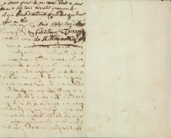 Lettre de J. Jérôme de Saint-Étienne (?) concernant l'achat de papier bleu.