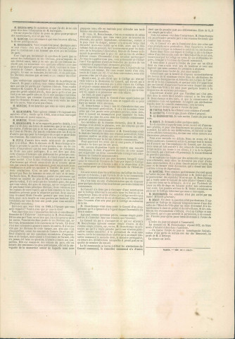 Supplément à La Revue de Namur du 14 octobre 1857 relatant la séance du Conseil communal du 10 octobre 1857.