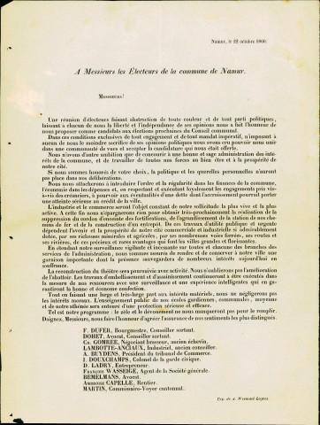 Appel à voter pour une série de candidats libéraux.