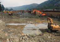Hastière. Waulsort. Evolution des travaux du nouveau barrage-écluse.