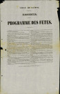 Programme de la kermesse namuroise organisée, selon une mention manuscrite sur le document, en 1852.