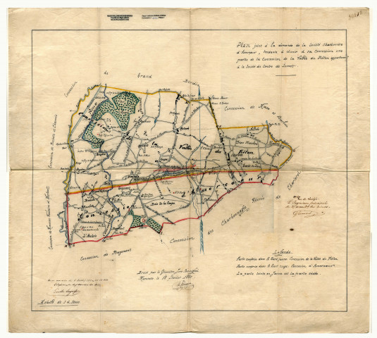 Plan joint à la demande de la Société Charbonnière d'Amercoeur, tendante à réunir à sa Concession une partie de la Concession de la Vallée du Piéton appartenant à la Société du Centre de Jumet.