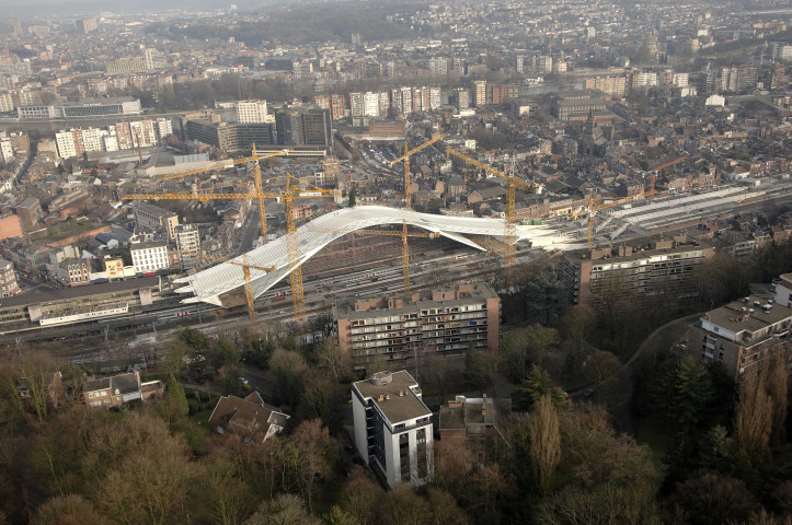 Liège. Evolution du chantier de la nouvelle gare TGV de Liège-Guillemins.