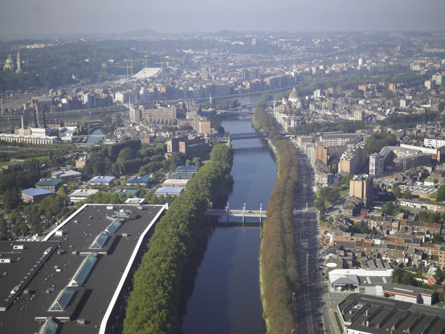 Liège. Angleur. Vues aériennes de l'Ourthe.