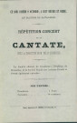 Invitation à assister, le 9 octobre 1869, au manège de cavalerie, à la répétition-concert de la cantate, dirigée par Félix Godefroid, qui sera jouée, le lendemain, à l'occasion de la visite royale. Les participants pourront également y entendre la Société chorale de Gembloux, l'Orphéon de Bruxelles et la Société royale des Artisans Réunis.