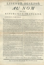 Appel aux citoyens namurois pour rejoindre administrativement et institutionnellement la République française à l'instar de Charles-sur-Sambre. Signé Rigaud, commissaire national près le pays de Namur ; Adant et Saunier, adjoints aux commissaires nationaux pour toute la Belgique.