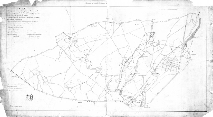 Plan de la partie vendue à Messieurs Delmarmol et consorts par Meur le Duc d'Arenberg propriétaire de la mine de plomb de Védrin.