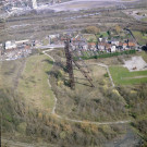 Charleroi. Couillet. "les Pèchons". Anciens châssis à molettes des charbonnages de Monceau-Fontaine (puits n°25).