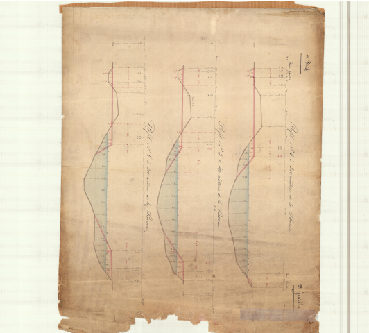 Profils du premier bief de la Sambre de 100 à 2844,50 mètres de la borne frontière.